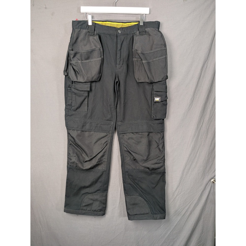 Caterpillar Trademark Trouser Mens 36x32 Black Cargo Work Pants 7129